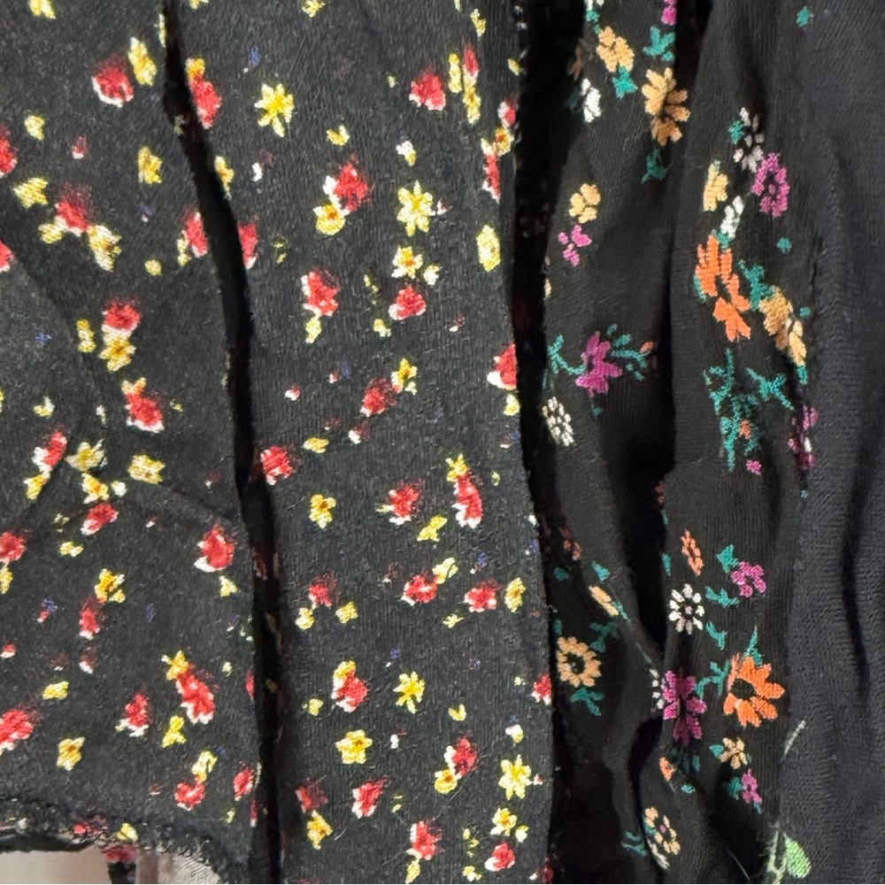 Boho Patchwork Floral Handkerchief Hem Maxi Black Cottagecore Fairy Grunge - Picture 11 of 12